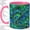 Pink, variant on Peacock Feather Coffee Mug, Green Blue Plume Art, Bold Daily Home Tea Sips