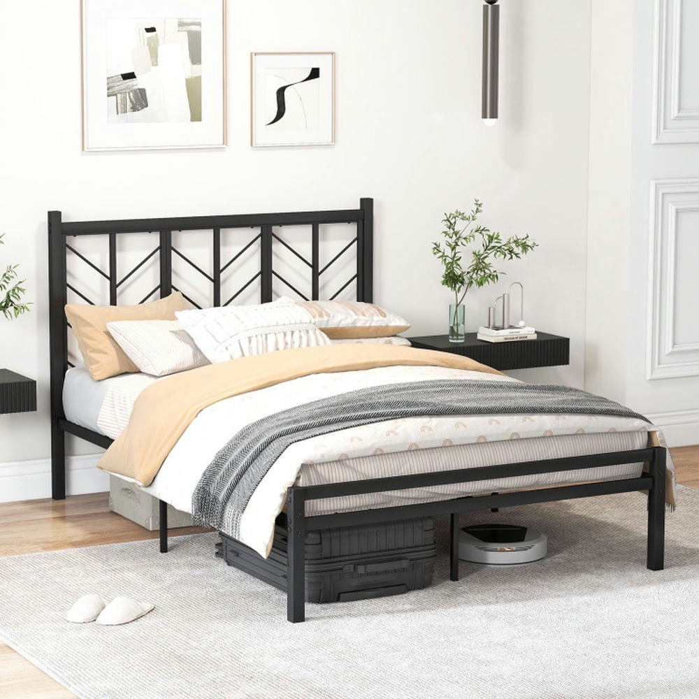 Barara King Bed Frames, Platform Bed Frame, Full Size Platform Bed with Headboard and Metal Frame-Full Size