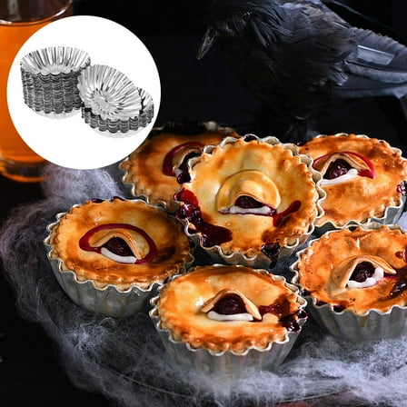HAMPPLIES Egg Tart Molds 50Pcs Nonstick Metal Baking Molds for Tarts and Desserts