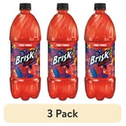 (3 pack) Lipton Brisk Fruit Punch Juice, 1 Liter, Bottle