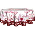 thumbnail image 2 of Valentines Day Round Tablecloth 60 Inch Love Heart Red Buffalo Plaid Decorative Valentine''s Day Table Cloths Polyester Fabric Table Cover for Home Outdoor Wedding Anniversary Party, 2 of 5