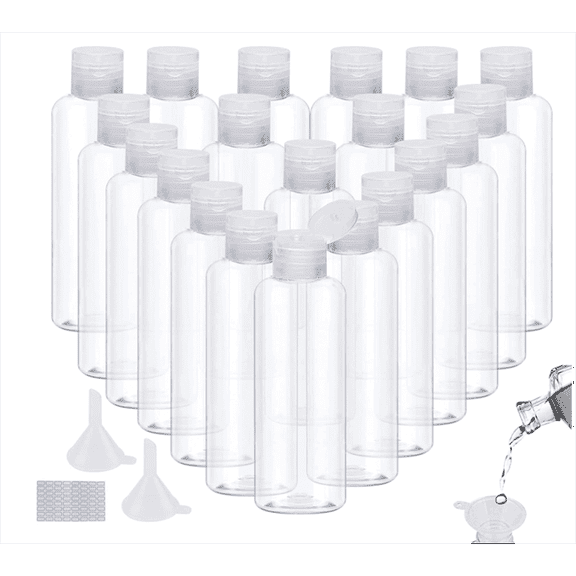 20Pcs 100ml Clear Plastic Empty Bottles, Jademall Travel Size Bottles with Flip Cap Small Bottles for Liquids Toiletries Shampoo Lotion Conditioner