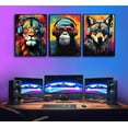 thumbnail image 4 of Gaming Wall Hieng Animal Graffiti Posters Pictures With Headphones Sunglasses Gorilla Tiger Wolf Cool Gamer Canvas Prints Colorful Graffiti Paintings for Teens Game Boys Room Wall Decor, 4 of 6