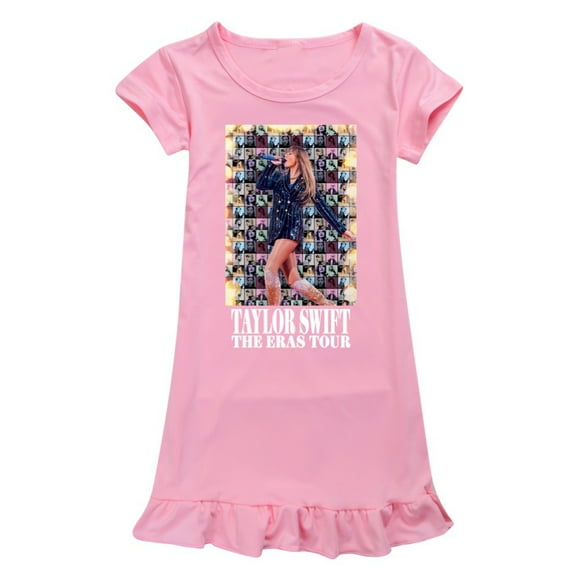 Taylor Swift100-160 Girls Ice Silk Short Sleeve Pajamas Nightdress Home Clothes Skirt-Youyou
