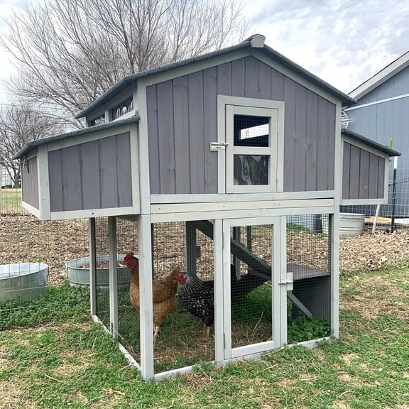 Aivituvin Chicken Coop Large Poultry Cage with Strong Iron Edge Chicken House with Nesting Box Easy to Set Up Portable Chicken Coop for 6 8 Chickens