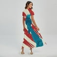 thumbnail image 2 of American Statue Of Liberty Printed Short Sleeve Maxi Dress, American Flag Fashion Summer Maxi Dress For Women. Gifts For Us Independence Day, 4Th Of July, 2 of 4