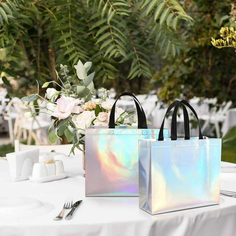 Set Of 5 Glossy Reusable Gift Bags – Rose Gold, Non-Woven, Waterproof, 12.7x11.1x4.7 Inches, With Handles 1 thumbnail image