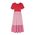 thumbnail image 5 of Sakmal Womens Dresses Short Sleeve Crew Neck T Shirt Maxi Red Patchwork Dresses ,Sizes S-2XL, 5 of 5