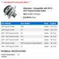 thumbnail image 2 of Alternator - Compatible with 2014 - 2019 Toyota Corolla Sedan 2015 2016 2017 2018, 2 of 2