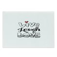 thumbnail image 1 of Live Laugh Love Cutting Board, Vintage Hand Drawn Words with Different Style Graffiti Wall Art Design, Decorative Tempered Glass Cutting and Serving Board, Large Size, Black White Red, by Ambesonne, 1 of 1