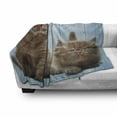 thumbnail image 3 of Animal Soft Flannel Fleece Throw Blanket, Baby Kitten Siblings Animals Creatures Best Friend Pattern Art Print, Cozy Plush for Indoor and Outdoor Use, 60" x 80", Caramel Sky Blue, by Ambesonne, 3 of 6