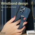 thumbnail image 3 of Decase Compatible with iPhone 12 Pro Max 6.7 Inch Wristband Stand Cover Case, Metal Ring Retractable Wristband Adjustable Stand High-end Leather Phone Case for iPhone 12 Pro Max, Darkblue, 3 of 6