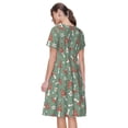thumbnail image 2 of Bixox Robe d'Été à Manches Courtes pour Femmes Robe Ample Longueur Genou avec Poches-Rétro Hippie Champignon Groovy, 2 of 7