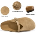 thumbnail image 3 of Ecetana Womens Suede Mules Cork Footbed Sandals Casual Slip On Clogs with Adjustable Belt Buckle, 3 of 7
