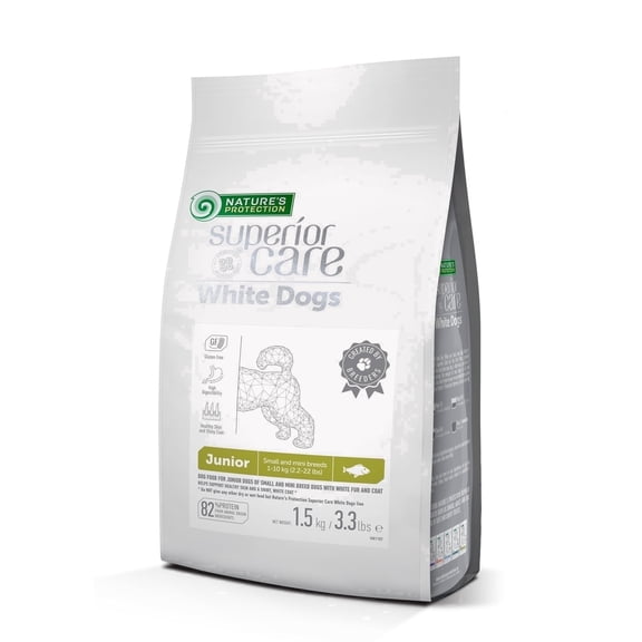 Nature's Protection Superior Care Dry Dog Food, Small White Coat Puppies, Grain-Free White Fish, 3.3lb
