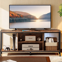 Lofka Retro TV Stand, Wood and Steel, 3 Shelves, for TVs up to 65", 66.2 lb