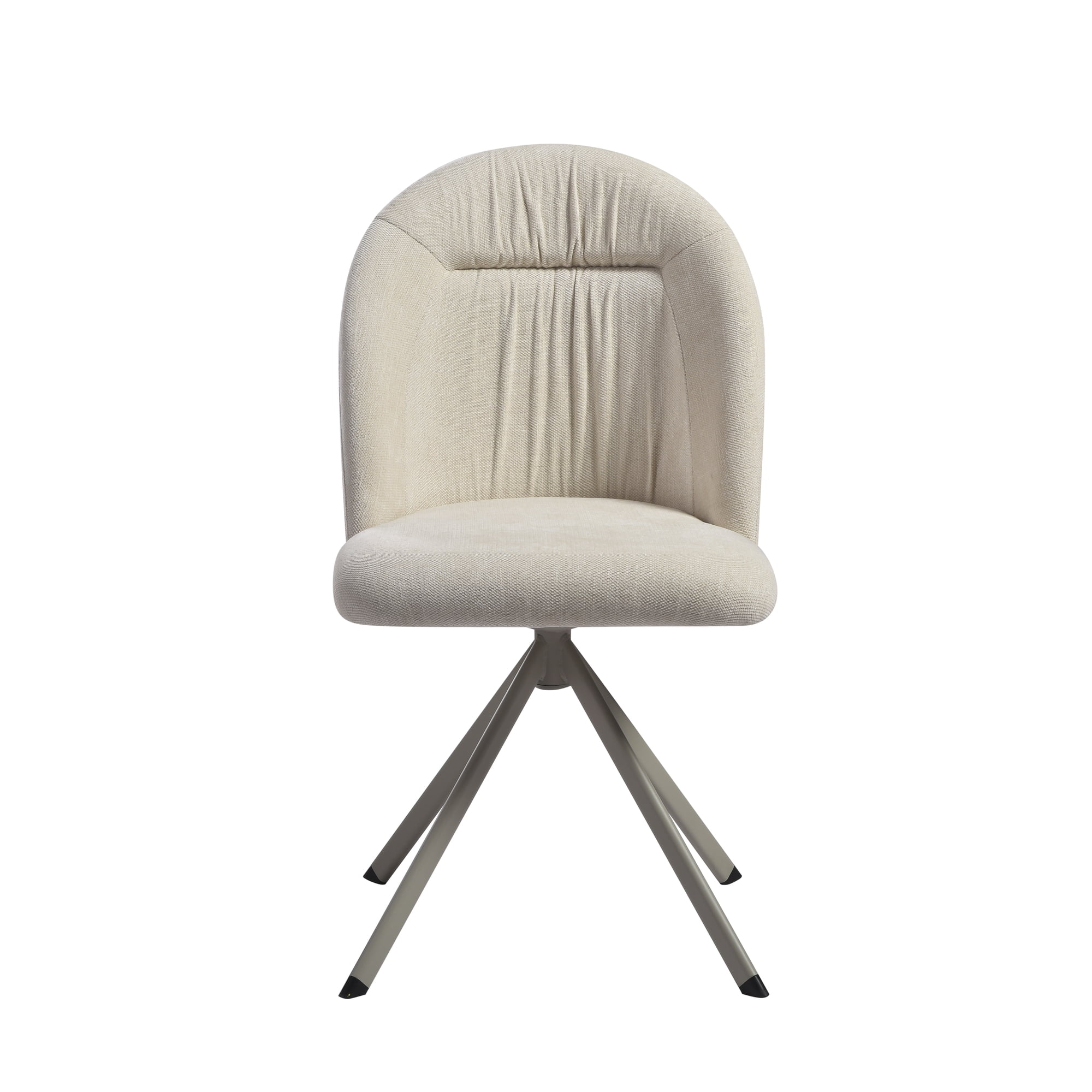 Hallie Contemporary Swivel Curved Back Cream Upholstered Dining Chair - Set of 2