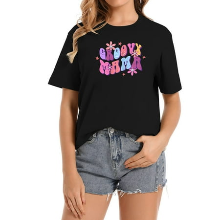 Groovy Mama Mothers Day Retro Dancer Dance Mom Mom Women s Casual Short Sleeve Shirt - Fashionable Graphic Tee for Any Occasion