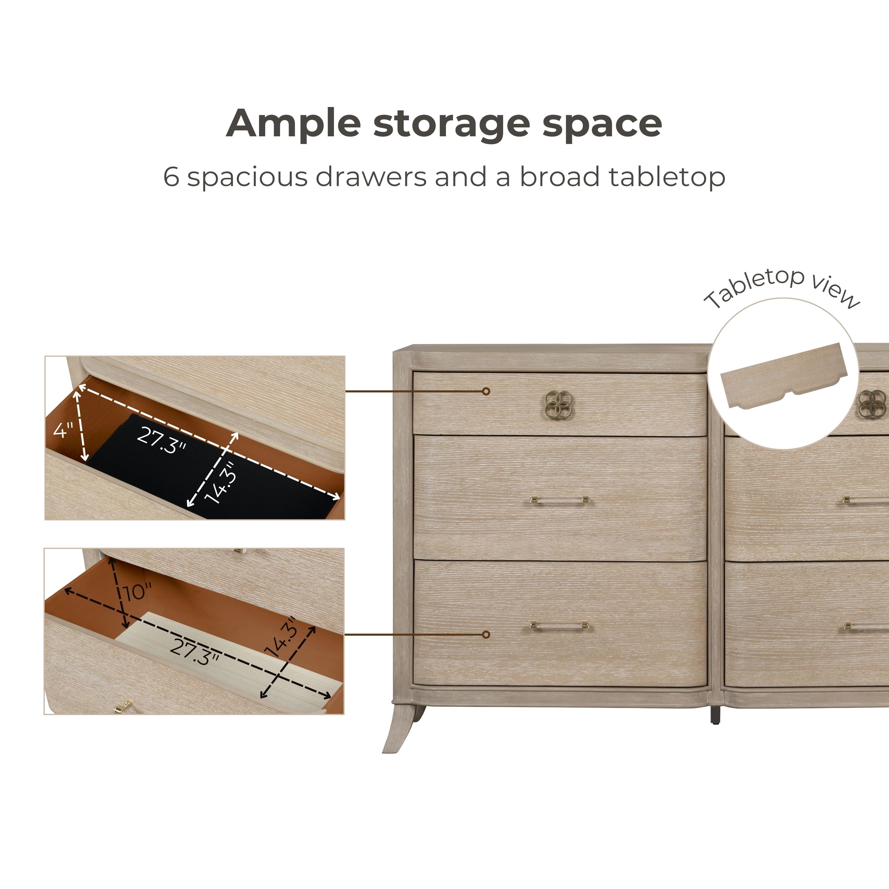 Furniture of America Enmi 6-Drawer Solid Wood Adult Bedroom Dresser, Natural Oak