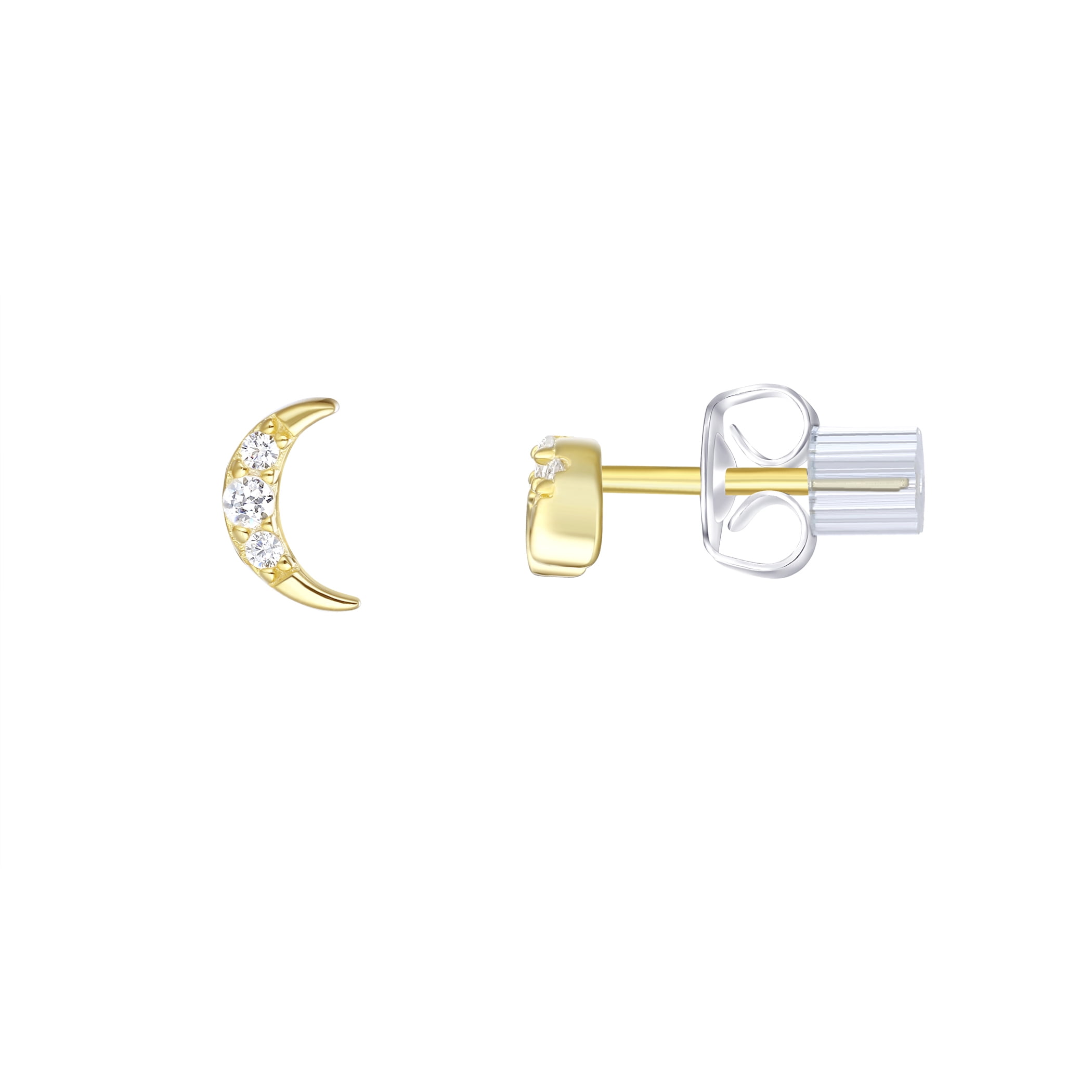 Brilliance Fine Jewelry Women's Simulated Diamond Earring Set with Pave Hoop in 14KT Gold Plated Sterling Silver