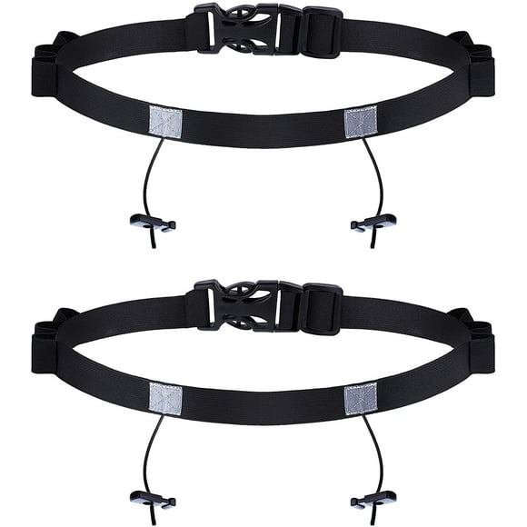 2 Pieces Race Number Belt with 6 Gel Loops for Running Cycling Triathlon Marathon (Black)
