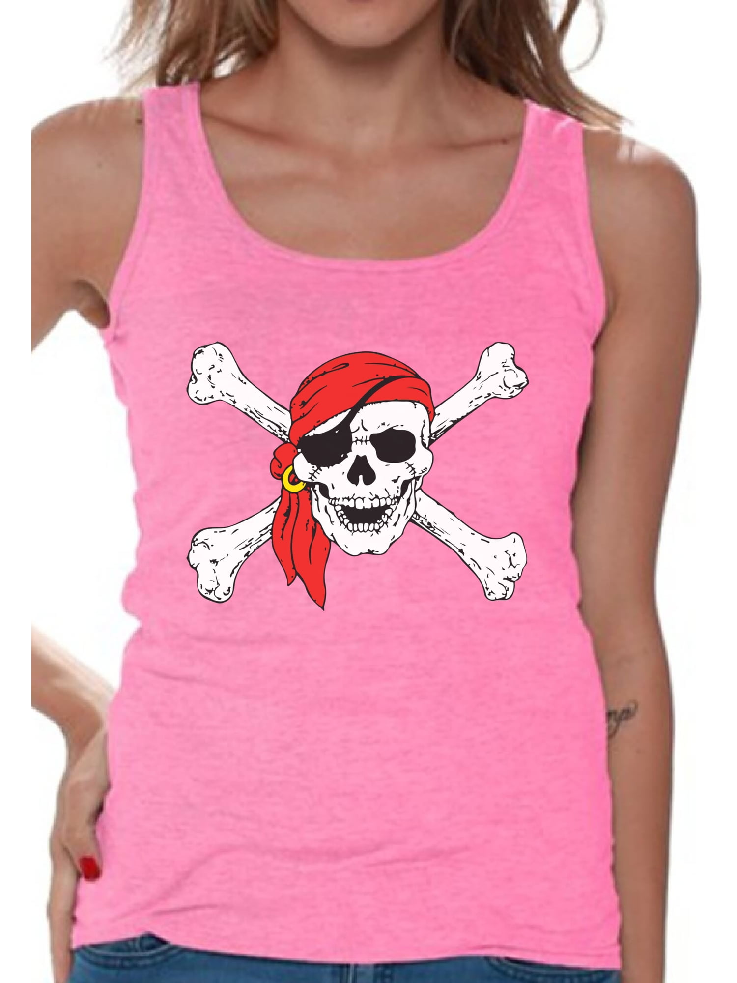 shop4ever Pirate Skull & Crossbones Womens Tank Top Pirate Flag Tank Tops 