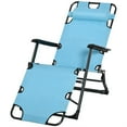 thumbnail image 5 of Demi Bonn Chaise Lounge Chair for Patio, Oxford Fabric Metal Frame Outdoor Pool Sun Lounger Chair 120°/180°, for Beach, Patio, Lawn, Deck, Blue, 5 of 11
