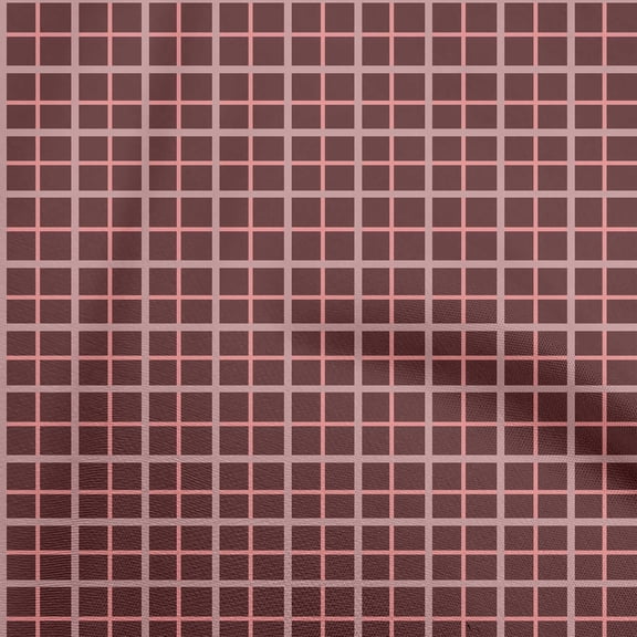 oneOone Georgette Viscose Brown Fabric Check Plaid Quilting Supplies Print Sewing Fabric By The Yard 42 Inch Wide