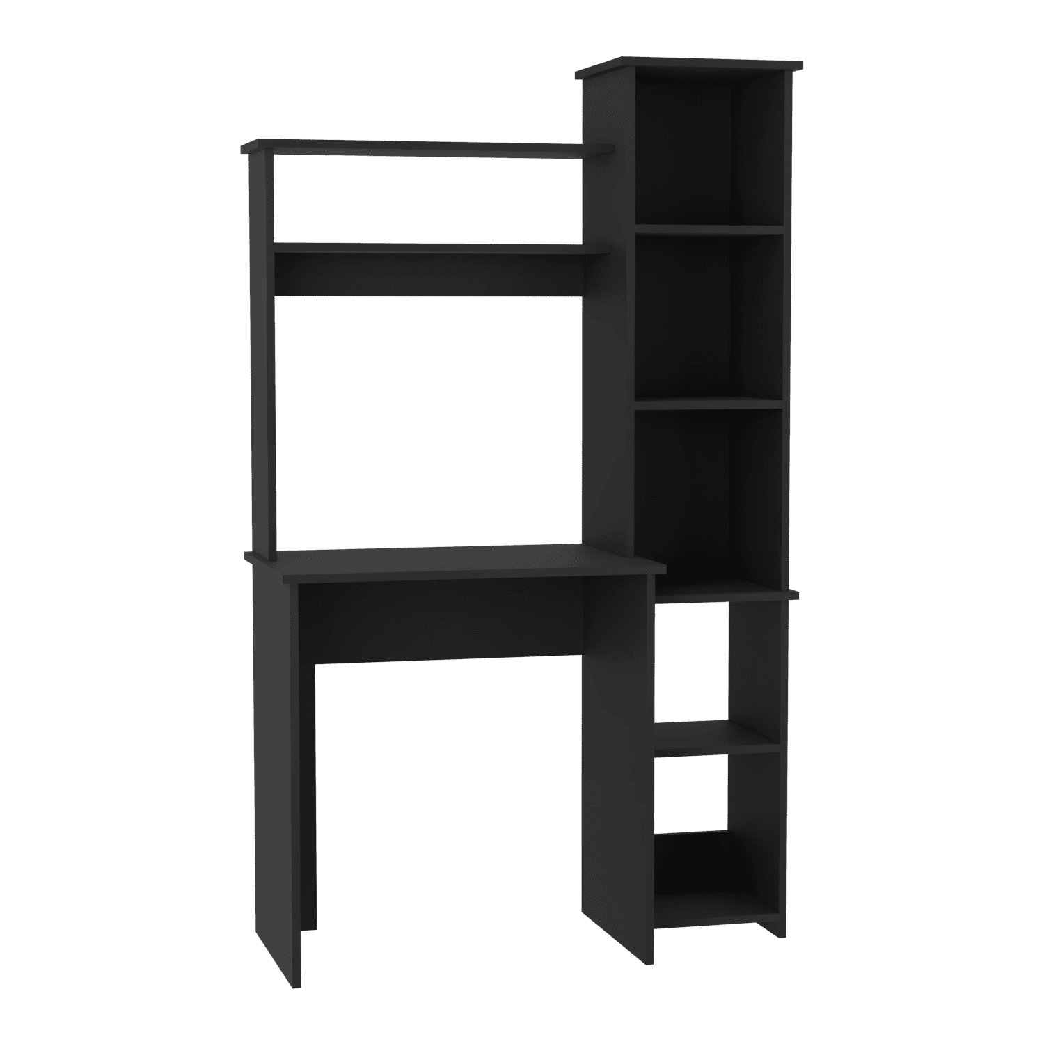 Astoutdoor Versalles Writing Desk with Two Shelves and Five Cubbies, Black