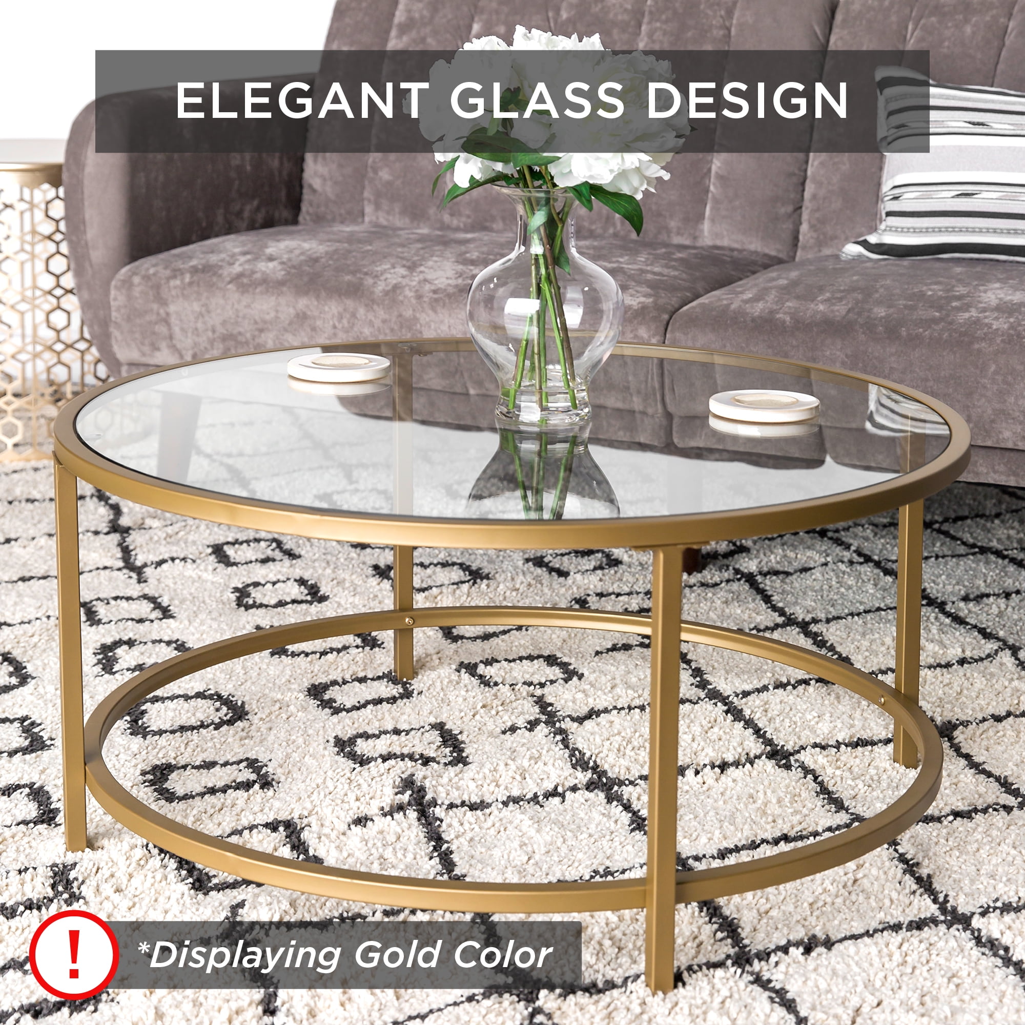 Best Choice Products 36in Round Tempered Glass Coffee Table for Home, Living Room, Dining Room - White
