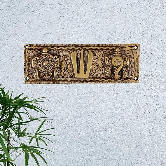 Swadeshi Desire Tirupati Door Hanging Shankh Chakra Namah Latkan Gold Plating Antique Decorative for Home, Office & Room, Showpiece