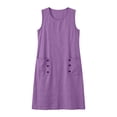 thumbnail image 7 of QUNYINEY Solid Sundress Women Sleeveless Cotton Linen Casual Midi Tank Dress Crew Neck Loose Fit with Pockets Summer Dresses, 7 of 7