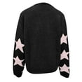 thumbnail image 7 of Ladies Sweaters Star Jacquard Knit Sweaters Pullover Crew Neck Knitted Tops Sweater Black S, 7 of 7