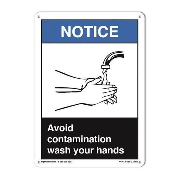 OSHA Notice Sign - Avoid Contamination Wash Your Hands | Plastic Sign | Protect Your Business, Construction Site, Warehouse & Shop Area | Made in the USA