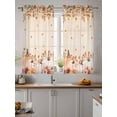 thumbnail image 2 of Orange Pumpkins Fall Curtains 54 Inch Length,Sheer Curtains for Bedroom Living Room Window Thanksgiving Flowers Autumn Leaves Rod Pocket Drapes Kitchen Curtains Small Half Window 52"x54" 2 Panels, 2 of 7
