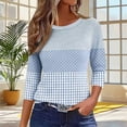 thumbnail image 2 of Cilsoka 3/4 Sleeve Shirts for Women Fall Striped Crew Neck Business Casual Tops Loose Three Quarter Length Work Blouses, 2 of 5