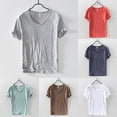 thumbnail image 4 of Mens T Shirt Pure Color V Collar Short Sleeved Tops Tees Slim Fitness T-Shirts, 4 of 7