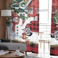 thumbnail image 6 of Red Plaid Christmas Sheer Curtains 108 Inches Long, Snowman Truck Xmas Tree Snowflake Wooden Light Filtering Window Curtains for Living Room, Rod Pocket Voile Sheer Drapes, 52"Wx108"L, 2 Panels, 6 of 9