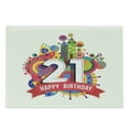thumbnail image 1 of 21st Birthday Cutting Board, Colorful Design Happy Birthday Themed Image with Geometrical Castle Print, Decorative Tempered Glass Cutting and Serving Board, Large Size, Multicolor, by Ambesonne, 1 of 1