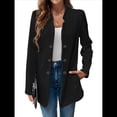 thumbnail image 1 of Blazer de Mujer con Cuello Alto, Informal, de Larga, Cruzado, Elegante, para Oficina y Negocios Negro M, 1 of 9
