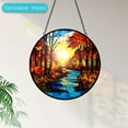 thumbnail image 4 of Stained Glass Window Hanging Sunrise Tree and River Landscape Suncatcher - Handmade Sun Catchers Indoor Wall Art Home Garden Decor Sun Catcher with Hook - Birthday Gifts for Women Men Mom Dad, 4 of 5