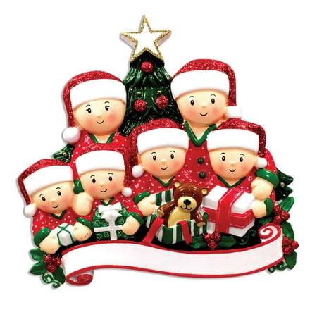 Family Series Opening presents Family of 6 Personalized Christmas Ornament (Best Family Christmas Presents)