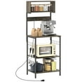 thumbnail image 1 of HOMCOM Baker's Rack with Power Outlet, USB Charger, Microwave Stand, Grey, 1 of 10