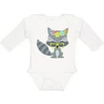 thumbnail image 3 of Inktastic Hipster Raccoon, Raccoon With Glasses, Flowers Boys or Girls Long Sleeve Baby Bodysuit, 3 of 5