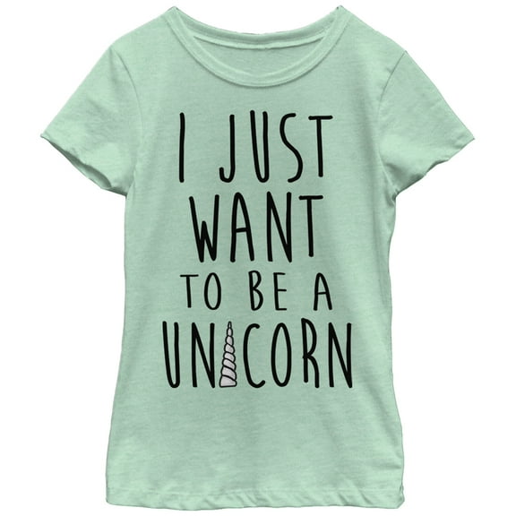 Girl's Lost Gods I Just Want to be a Unicorn  Graphic Tee Mint Small