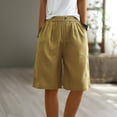 thumbnail image 2 of JINMGG Shorts for Women Clearance $5 Pants for Women Casual Summer Elastic High Waist Linen Pant Pockets Shorts Half Shorts Pants Yellow XXL, 2 of 6