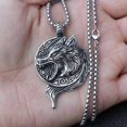 thumbnail image 1 of Men s Titanium Steel Pendant Necklace Vintage Nordic Viking Wolf Head Pendant Necklace Stainless Steel Keel Necklace, 1 of 5