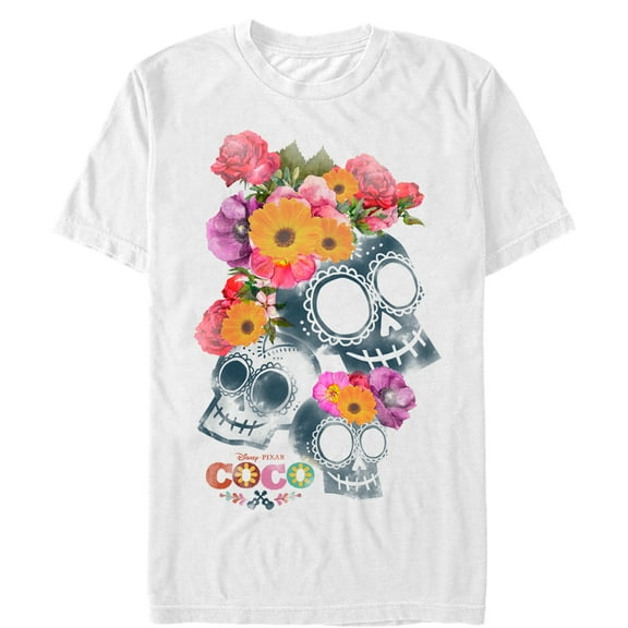 Men's Coco Floral Skeletons Graphic Tee White Medium