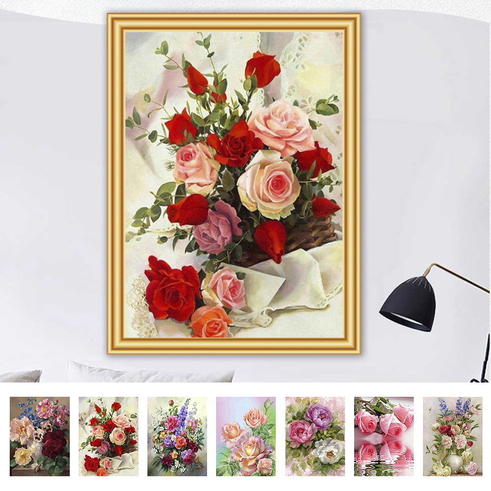 5D DIY Diamond Rose Flower Painting Embroidery Cross Stitch Kit Mosaic Art Decor 