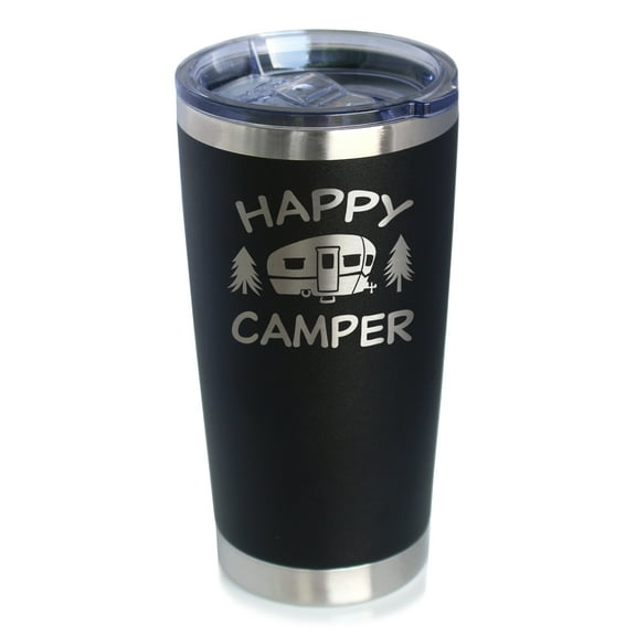 Bevvee Insulated Travel Tumbler 20 oz Happy Camper 2 Gifts for Camping Enthusiasts Tumblers